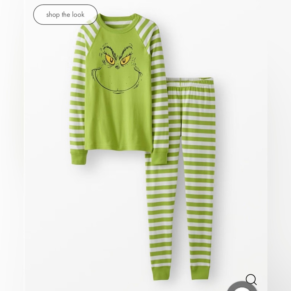 Hanna Andersson Green Striped Grinch Pajama Set